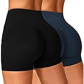 Xozeu Women's 2 Piece Workout Biker Shorts High Waist Tummy Control Scrunch Butt Lifting Gym Yoga Running Shorts