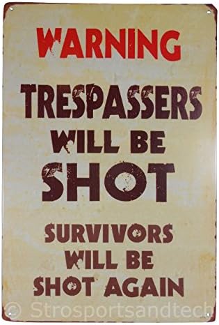 Strosportsandtech Warning No Trespassing Funny Tin Sign Bar Pub Garage Home Art Wall Decor Poster