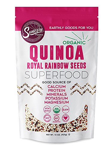 Suncore Foods - The Finest Organic 100% Bolivian Royal Rainbow Quinoa Whole Grain, 15 oz Resealable Pouch