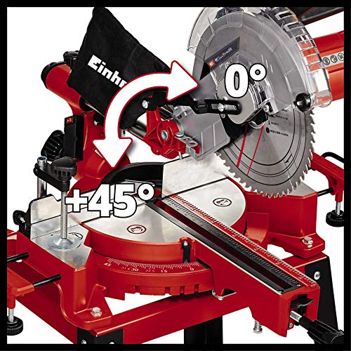 Einhell Zug-Kapp-Gehrungssäge TC-SM 2531/2 U (1900 W, 4.800 U/min, Ø254 x ø30 mm Sägeblatt, Laser, neigbarer Sägekopf… – Bild 6