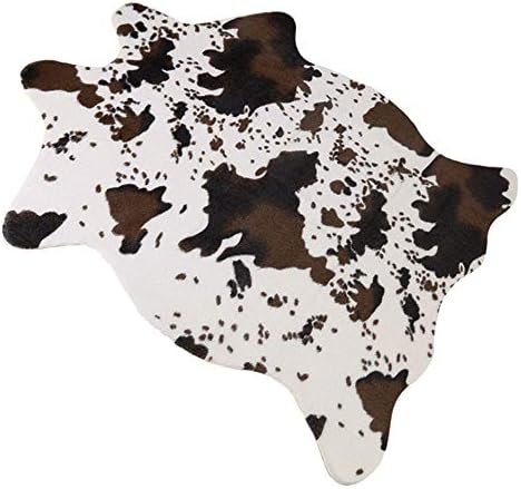 Genkue Zebra Cow Goat Printed Rug Cowhide Faux Skin Leather Antiskid Mat Bedroom and living room Mat Animal Print Carpet for Home (Cow)