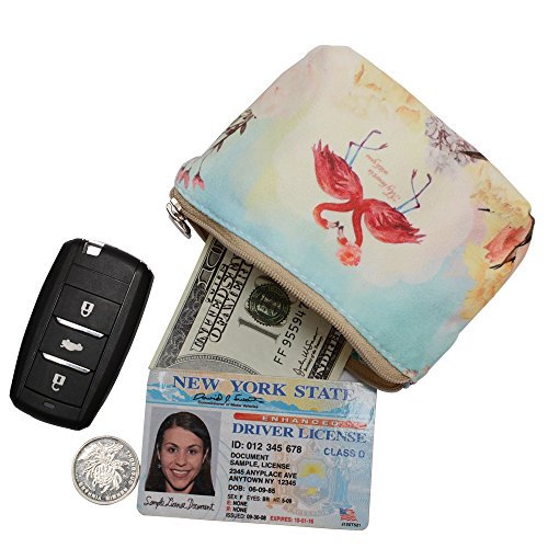 Women and Girls Cute Fashion Coin Purse Wallet Bag Change Pouch Key Holder (Flamingos)