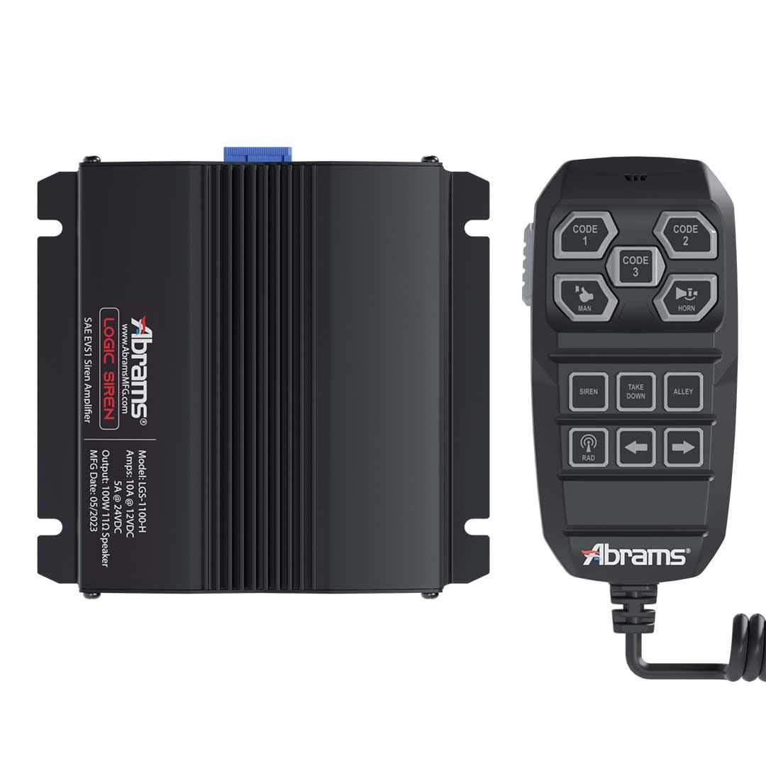 Abrams Logic 1100 Programmable Handheld Siren System & Light Controller for Fire Truck ATV UTV POV Police Car Siren PA System 100W Emergency Sirens for Vehicles