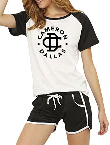 DOMI Cameron Dallas Letters Print Classic Women T-Shirt Black/C11 L