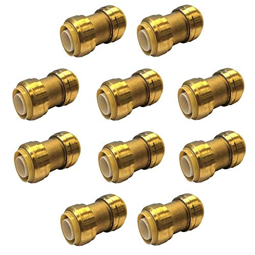 Generic Push-Fit Push to Connect Lead-Free Coupling 10 pack/Brass / 0.5 Inch