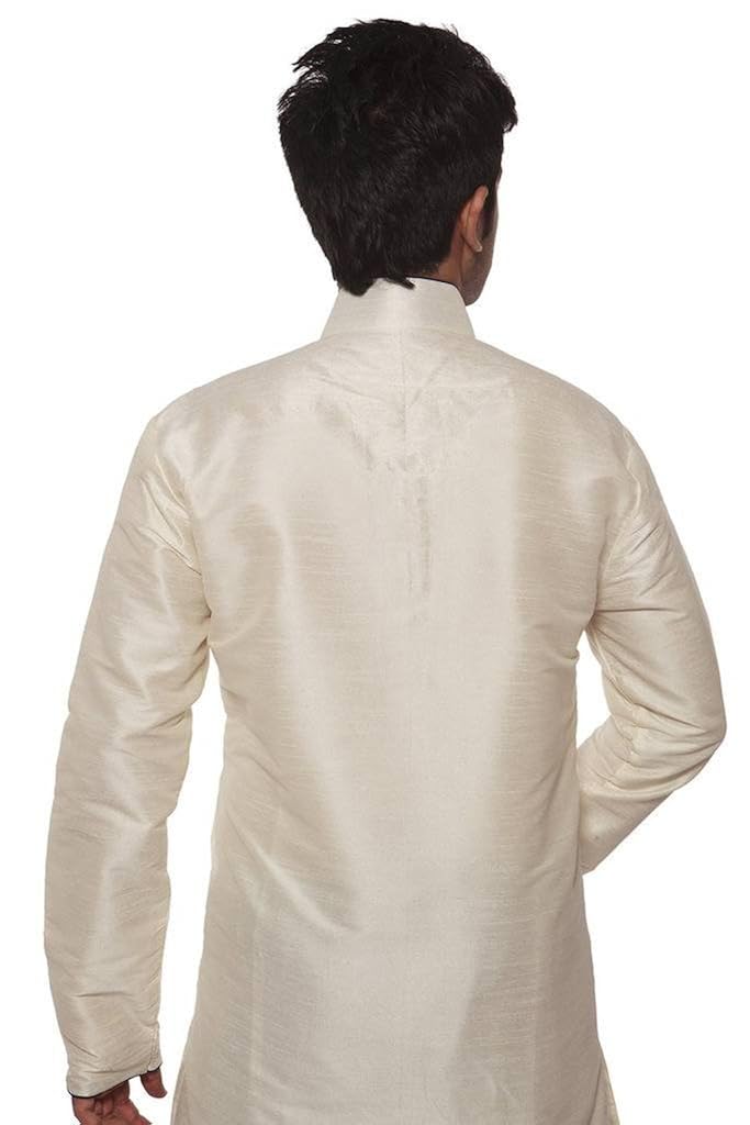 larwa men's silk kurta pyjama set (kurtanavyblue/redpyjamipipingprnt)