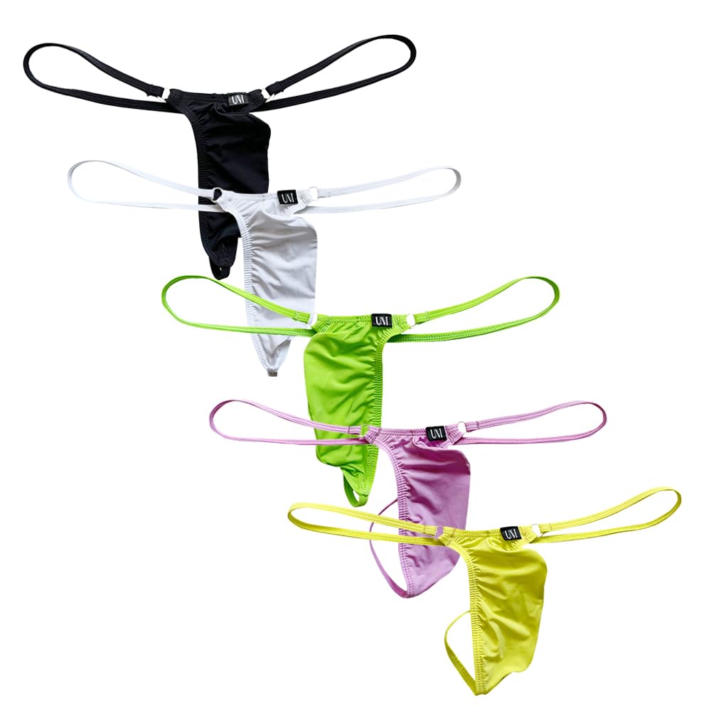 Photo 1 of Gogobear Men's 5 Pack Breathable Ice Silk Underwear Bulge Pouch Buttless G-String Bikini Thong Panties, S