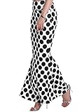 Florboom Women's Ankle Length Polka Dot Bodycon Long Skirt (Black, X-Large)