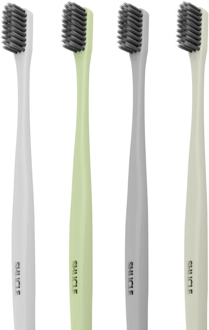 Shucle Bamboo Charcoal Tooth Brush (Multicolour) - Set of 4