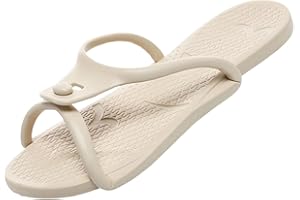 Travel Slippers for Men Women Foldable Flip-Flop Shower Sandals Non-Slip Quick-Dry Shoes for Bathroom Gym Spa Pool Beach（Beig