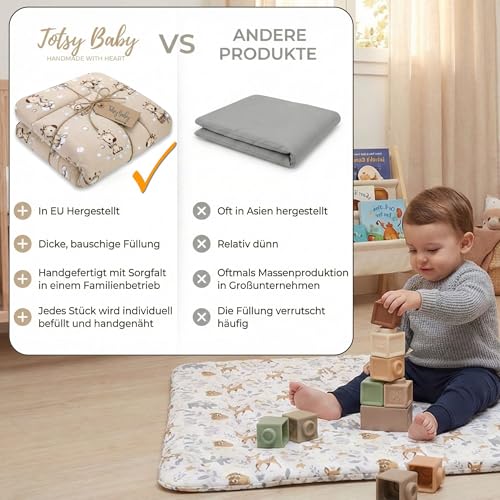 Totsy Baby Baby Bedroom Play Mat – Children's Floor Mattress for Playpen Games Thick Cotton Mat for Babies and Children 100 cm Oeko-Tex Certificate Owls