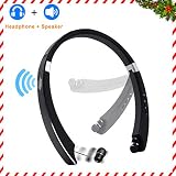 Bluetooth Headphone Speaker 2-in-1,YOCUBY Foldable and Retractable Wireless Neckband Earbuds with Built-in Speaker and Microphone Noise Canceling Sports Headsets