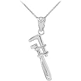 Fine 925 Sterling Silver Monkey Wrench Pendant Necklace