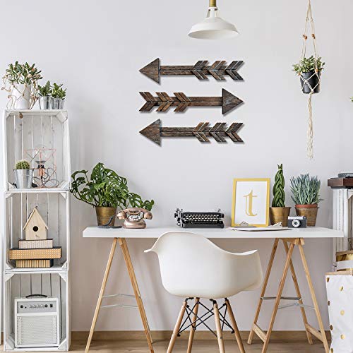 Hangdii Rustic Wood Arrow Wall Decor, Set of 3 Distressed Farmhouse