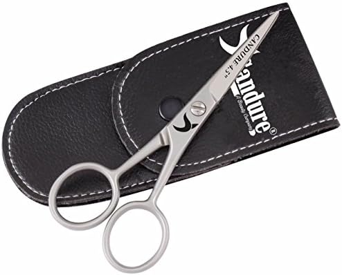 Mustache Scissors Beard Trimming Cutting Kit for Facial Eyebrows Eyelashes Nose Hairs Shears Set (Silver Mustache Scissor)