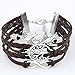 Most Beloved Vintage Style Brown Leather Rope Tree Branches Love Birds Infinity Love Bracelet