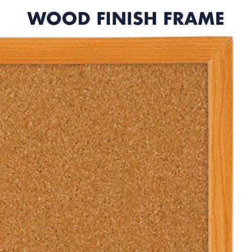 Quartet Corkboard, Framed Bulletin Board, 2' x 3' Cork Board, Oak Wood
