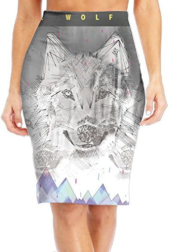 Womens Slim Long Sleeve Printing SkirtThree Wolf Moon The Mountain Howling Wolf Female's Slim Skirt