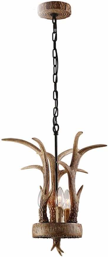 MeloveCc Chandeliers Creative Household Lighting and Chic Personality and The Bedroom Restaurants Bars Lamps American Rural Style Resin Antlers Small 25 * 38Cm