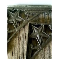 Dark Metallic Bronze Star Shelf Brackets - Set of 2 - Cast Iron - Heavy Duty - Matching Screws Included