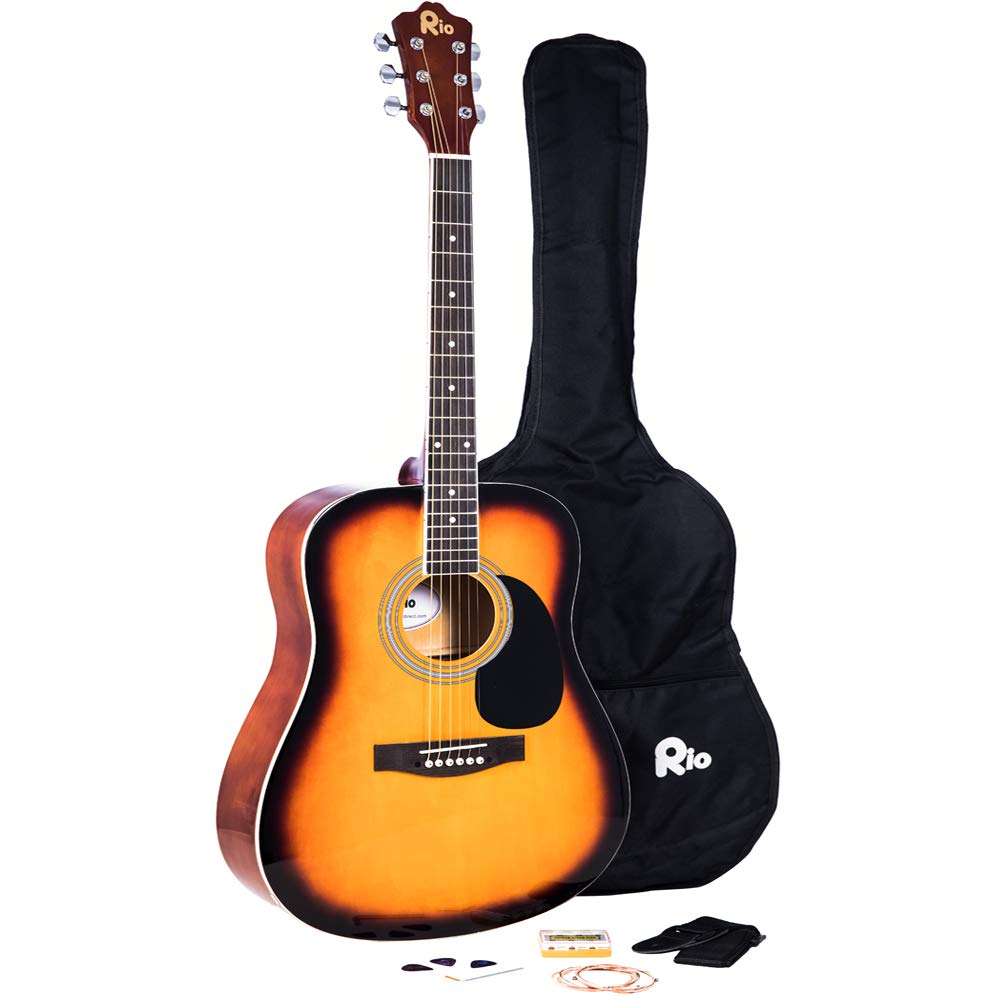 Rio Sunburst 41 Inches 4/4 Full Size Acoustic Guitar Package Pack