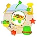 Kids Beach Wagon Toys Set - Outdoor Sand Toys Sandbox Set with Big Pull Wagon, Sand Wheel, Bucket, Tools, & Molds (8 Pieces)