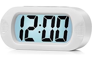Digital Travel Alarm Clock with Snooze, Night Light Easy to Read LCD Display (white)