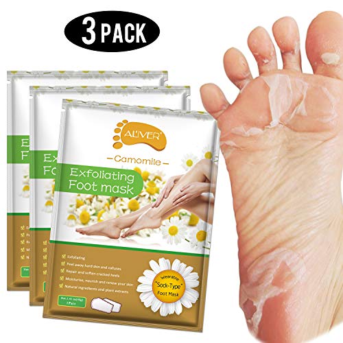 Foot Peel Mask 3 Packï¼Œ Exfoliator Peel Off Calluses Dead Skin Callus Removerï¼ŒBaby Soft Smooth Touch Feet-Men Women(Camomile)
