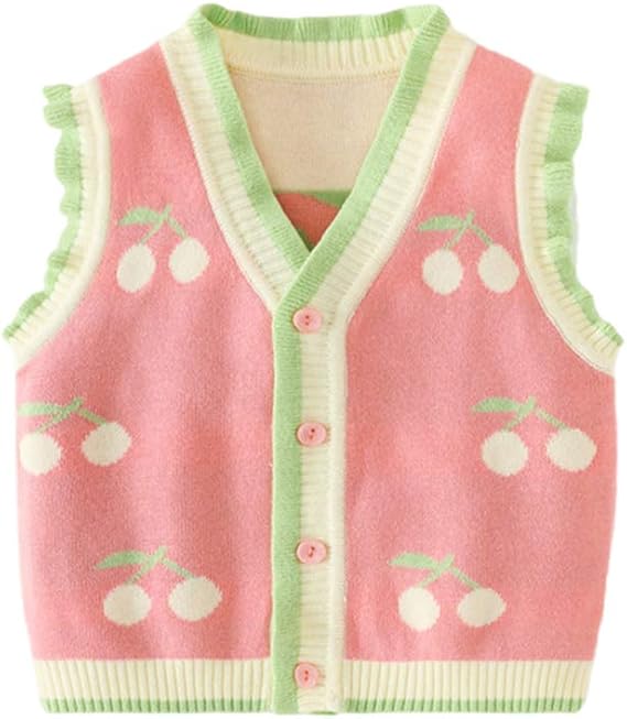 Amazon Co Jp Lsmudkingdom 前開き ニット ベスト ベビー 子供服 女の子 かわいい セーター 服 ファッション小物