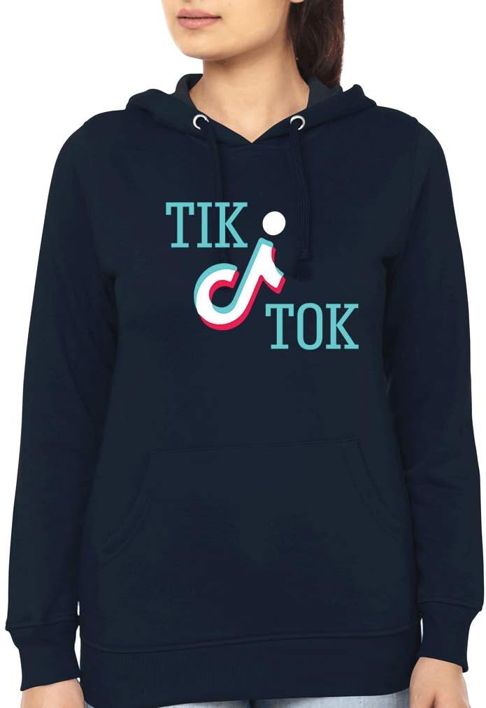 EKTARFA Women's Cotton TIK Tok Design Hoodie DTG Print TIK Tok Design Sweatshirt