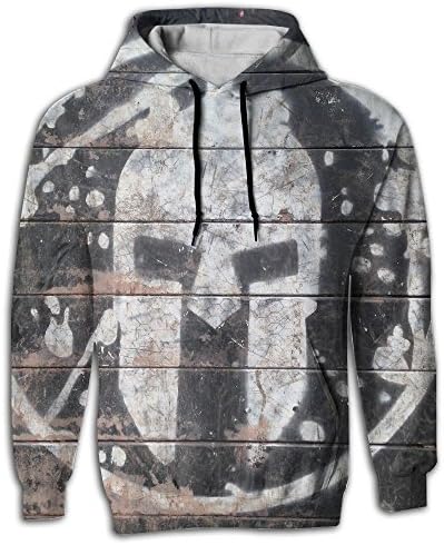 Hdxju Men's Spartan Trifecta Pattern Pullover Sweatshirt Casual Male Hoodie Hooded Medium