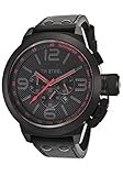 TW Steel Men's Canteen 50 mm Chronograph Black Strap and Dial Red Accents