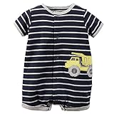 Carter's Baby Boys' Snap-Up Cotton Romper (Newborn, Navy/Dump Truck)