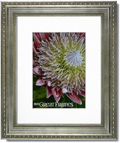 One 11x14 Ornate Heritage Silver Picture Frames and Clear Glass with a single Warm White Mat for 8.5x11