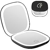Full Out Glam Lux LED Lighted Compact Mirror | 1X + 10X Magnifying Makeup Mirror with Lights | USB-C Rechargeable & Dimmable for Detailed Touch-Ups