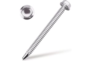 EASTLO #14 x 2-1/2" (25 pcs) Hex Washer Head Self Drilling Screws, 410 Stainless Steel Metal Sheet Tek Screws, Self Tapping Point, No Pre-drilled Hole Needs