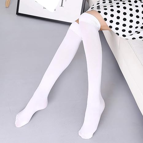 Amazon Co Jp Pulabo 丈夫で安いです 女性の膝の上のスリップ高いチューブソックスチューブの女子学生セクシーな甘い白いストッキング ホーム キッチン
