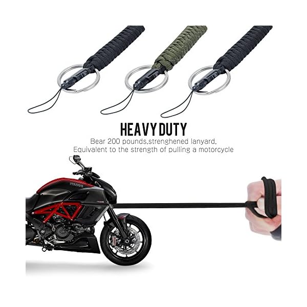 EOTW-Military-Grade-Utility-Necklace-Paracord-Lanyard-Keychain-Whistles-Cord-Wrist-Strap-Parachute-Rope-Badge-Camera-Cellphone-Waterproof-Case-Holder-with-Metal-Hook-For-Outdoor-3-Pack-BlackOlive