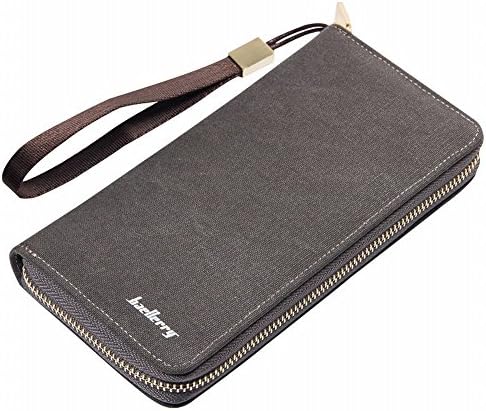 Classical Farmer Men's Long Canvas Bifold Wallet Checkbook Holder Card Case (Gary)