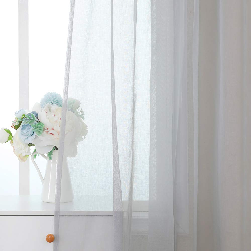 MIULEE 2 Panels Sheer Window Curtains Elegant Window Voile Panels/Drapes/Treatment for Bedroom Living Room 55" Wx63 L Rod Pocket Grey