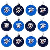 NBA Basketball Plastic Ball Holiday Tree Ornament Set (12 Pack) - Pick Team (Oklahoma City Thunder)