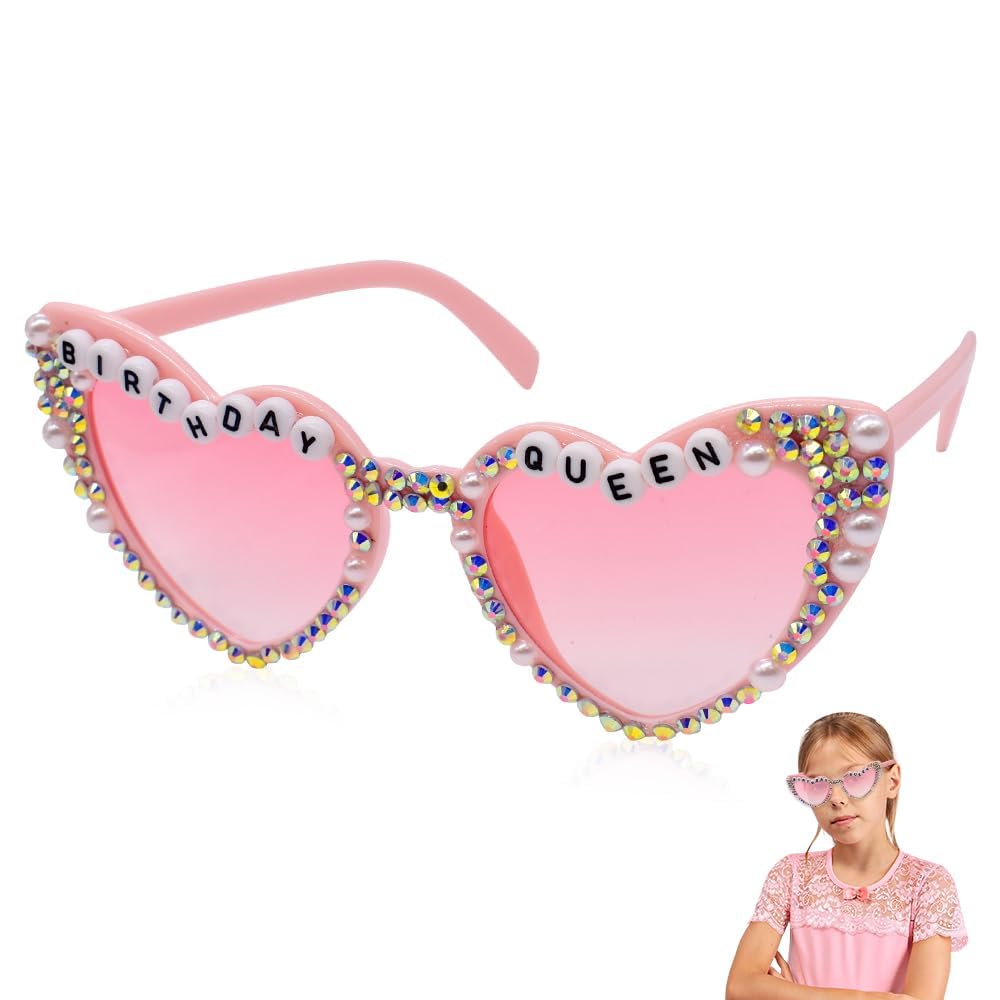 OVYALCJ Birthday Party Sunglasses, Pink Diamond Glasses, Sunglasses Women Premium Feeling Summer Sun Protection Party Birthday Party Gift Supplies Accessories