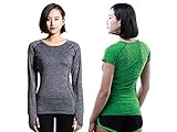 EU Women's Yoga Tops Long Sleeve Running T Shirt Quick Dry Tee