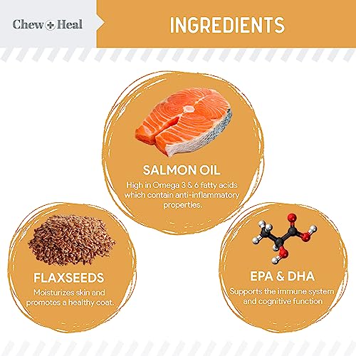 Salmon Oil for Dogs 180 Soft Chew Omega Treats for Skin and Coat