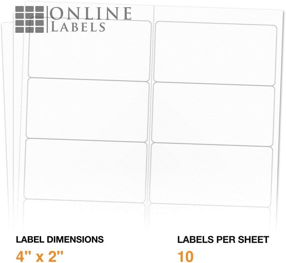4 x 2 Mailing Labels - Pack of 1, 000 Labels, 100 Sheets - Inkjet/Laser Printer - Online Labels : Office Products