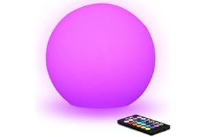 Hullaballoo 10-Inch LED Round Dimmable Glow Ball Waterproof Rechargeable RGB Color Changing Decorative Floating Pool Garden Decor w/Remote Control, Sensory Toys for Kids Night Light Indoor Outdoor