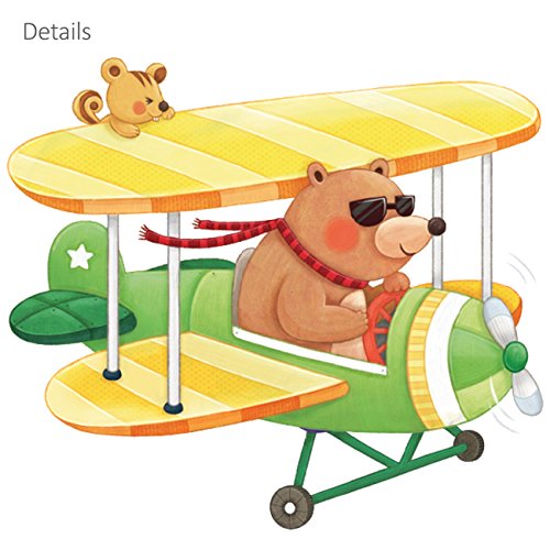DECOWALL DAT-1806P1506C Animal Transports and Biplanes with Hang Glider Wall Stickers Kids Wall Stickers Wall Decals Peel and Stick Removable Wall Stickers for Kids Nursery Bedroom Living Room
