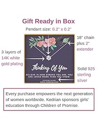 KEDRIAN Thinking of You Collar, plata de ley 925, collar con colgante de regalo de simpatía, regalos de cáncer para mujeres, regalos de quimioterapia, regalos de incentivo para mujeres, regalos de pensamiento de ti para mujeres, plata de ley