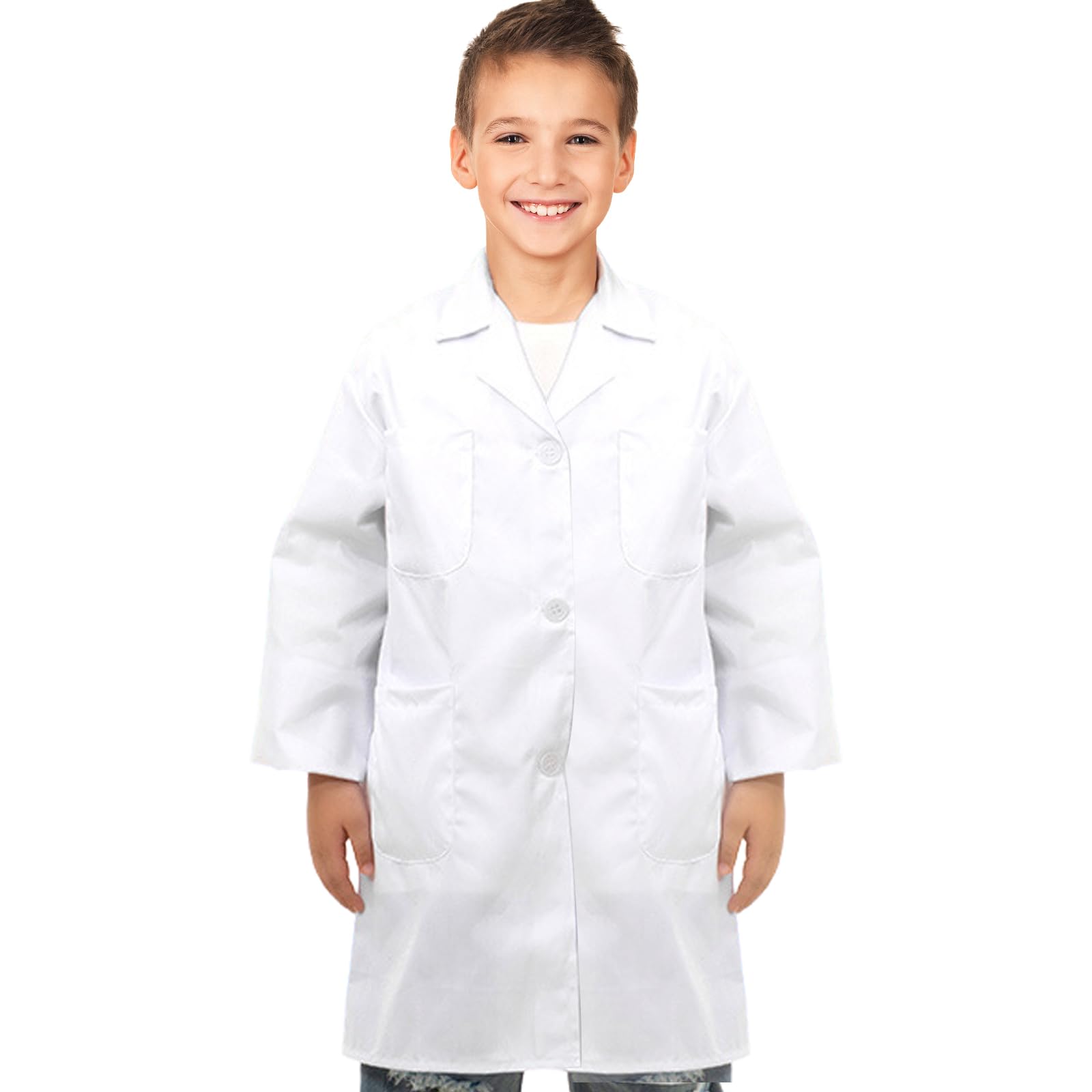MIVAIUN Kids White Lab Coat - Boys & Girls Medical Lab Coats, Scientist Doctor Costume for Role Play, School Projects (S)