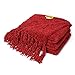 DOZZZ Fluffy Chenille Knitted Throw Blanket with Decorative Fringe for Home Décor Bed Sofa Couch Chair Burgundy Red